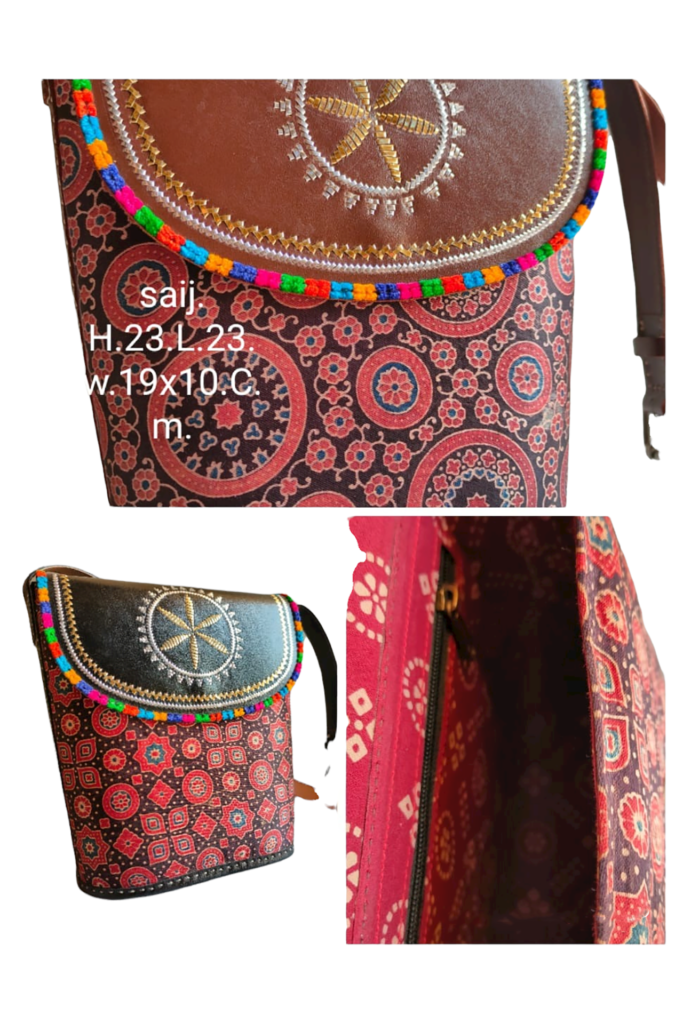 Traditional Kutch Mashru Silk Leather Flap Clutch / Wallet 96
